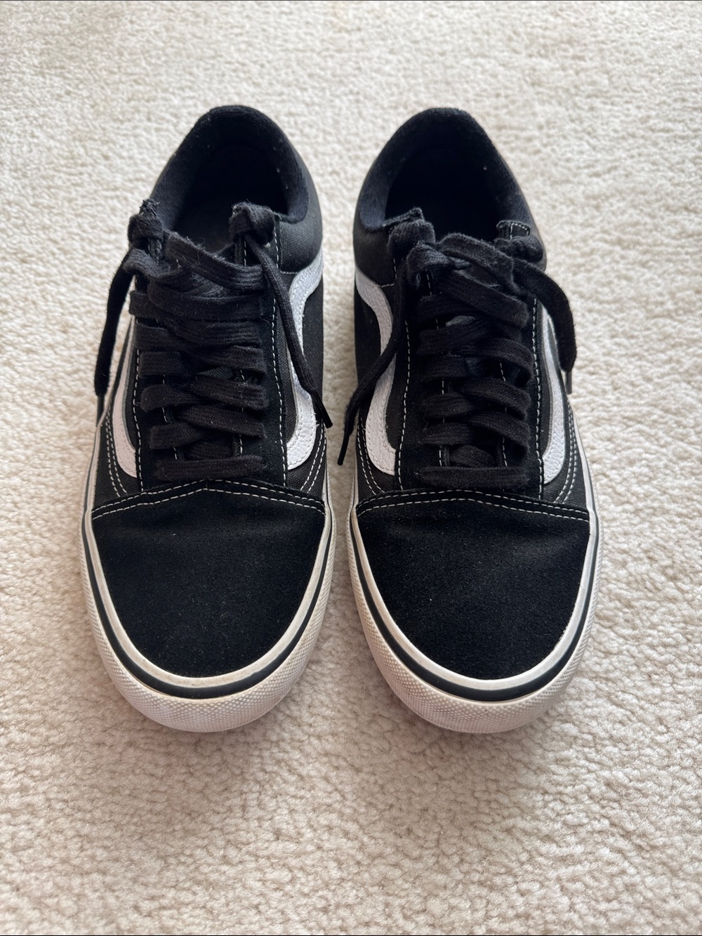 Vans Black and White Low Top Skate Sneakers